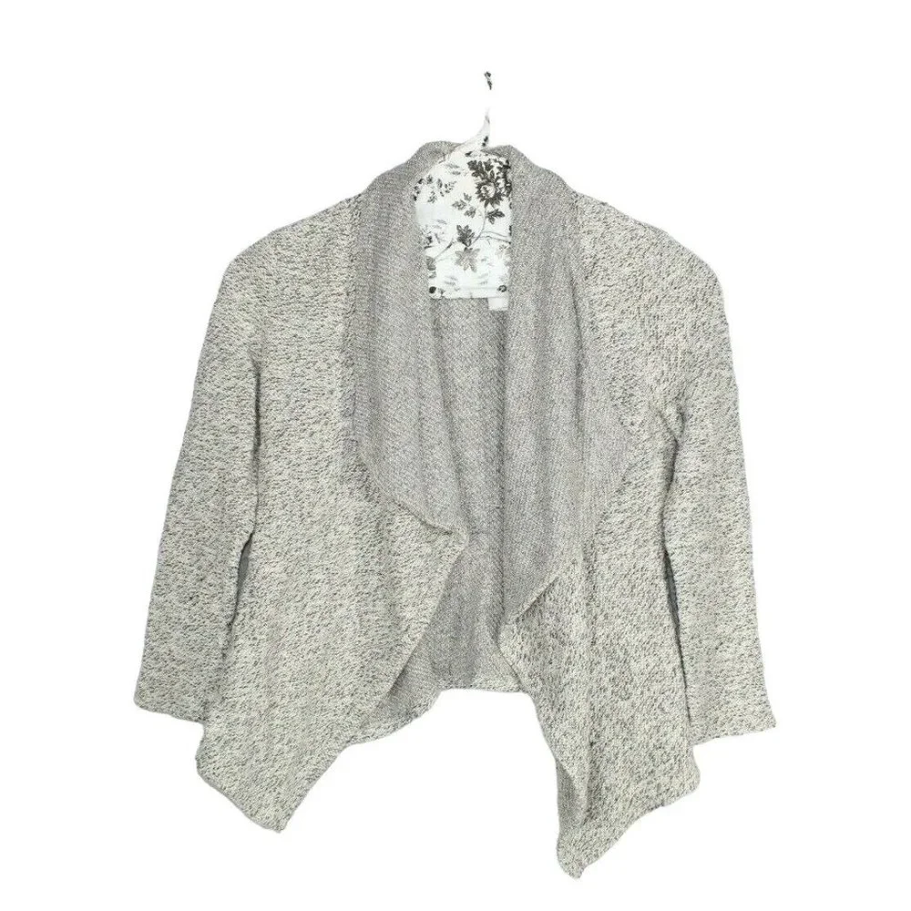 BNCI Blanc Noir White Gray Open Front Shawl Collar Cardigan Sweater XL - Picture 1 of 8